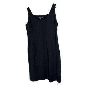 Eileen Fisher Black Sleeveless V-Neck Shift Dress Silk Blend Lining Size S